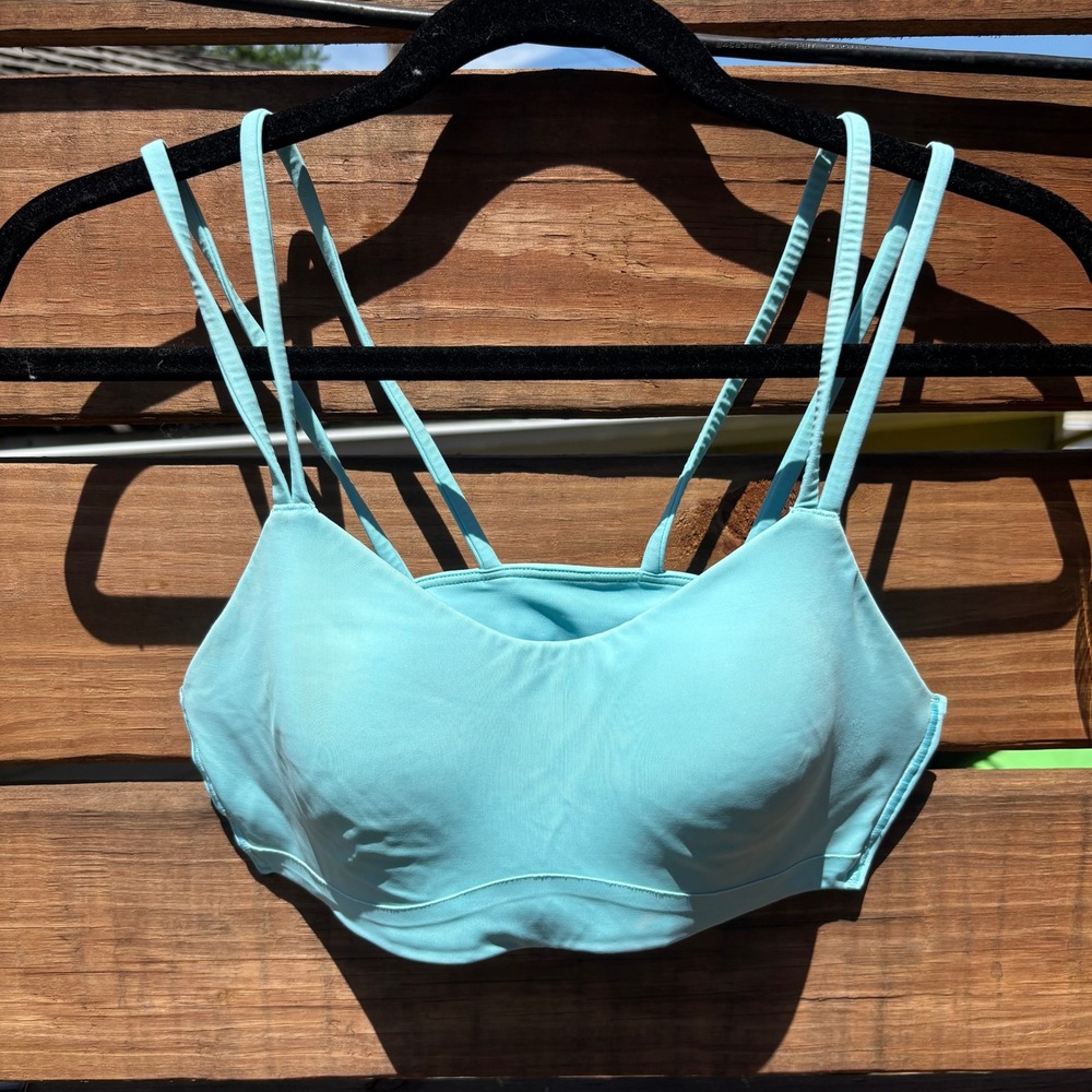 Lululemon Free To Be Wild Sports Bra Women 6 Aqua Blue Good Strappy Back